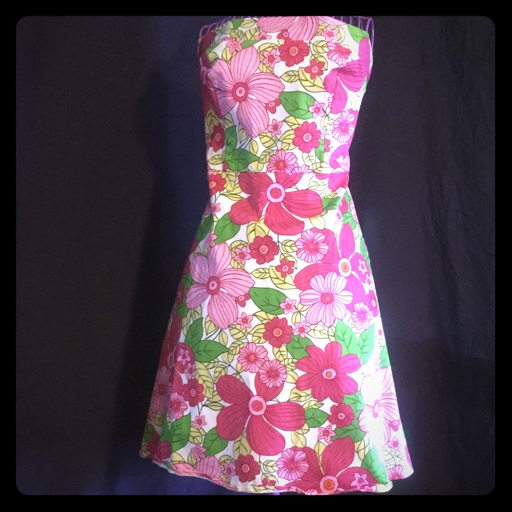 Vibrant floral strapless summer dress